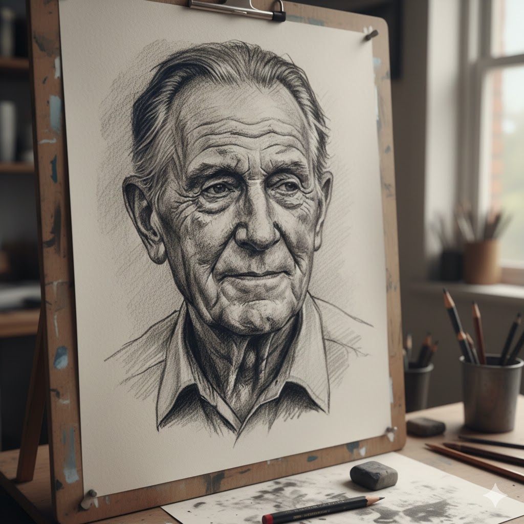 Charcoal portrait drawing